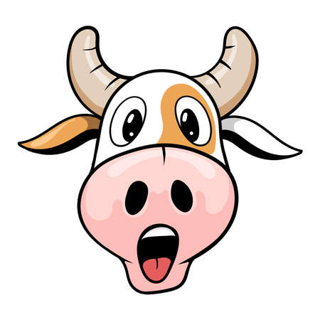 Bull cartoon illustration. Surprised cow. A surprised bull. Symbol 2021.のイラスト素材