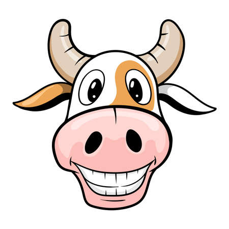 Bull cartoon illustration. Cheerful cow. Smiling goby. Symbol 2021.のイラスト素材