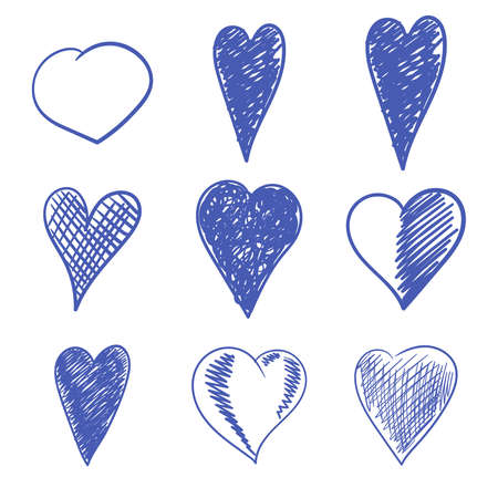 Doodle hearts. Vector hand-drawn illustration of a heart. Sketch.のイラスト素材