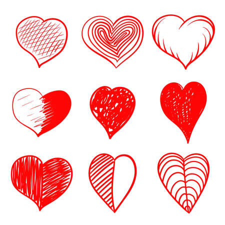 Doodle hearts. Vector hand-drawn illustration of a heart. Sketch.のイラスト素材