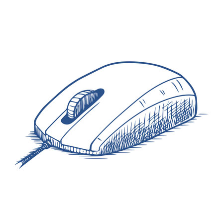 Free hand drawing of a computer mouse. Vector sketch in doodle style.のイラスト素材