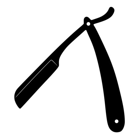 Straight razor silhouette. Vector illustration isolated on white background.のイラスト素材