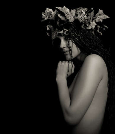 Portrait of a beautiful girl in the wreath の写真素材