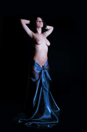 Attractive mermaid on a black background の写真素材