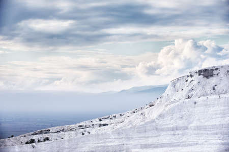 Natural travertine pools and terraces at Pamukkale ,Turkey. Pamukkale, meaning - cotton castle - in Turkish.の写真素材