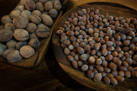 Varieties of nuts in groups. Food and cuisine.
