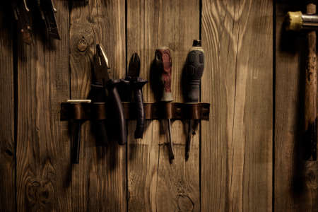 Leather craft object with tool using for manufactureの写真素材
