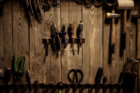 Leather craft object with tool using for manufactureの写真素材
