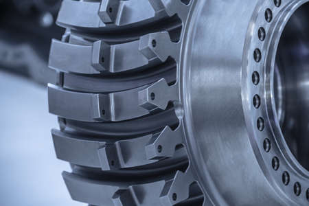 Jet engine gear wheels, industrial background.の写真素材