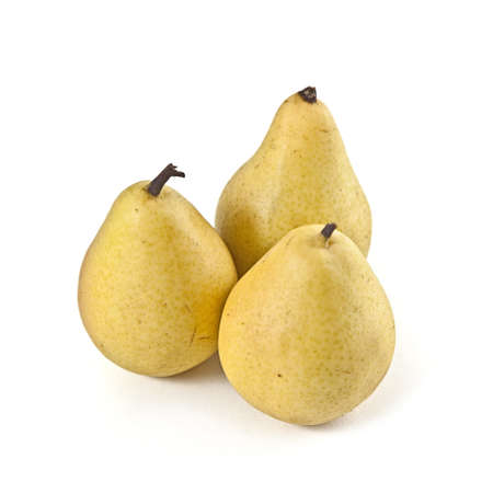 still life of three yellow pears, groupageの写真素材