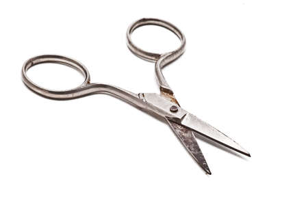 old little scissors open, still life, diagonal viewの写真素材