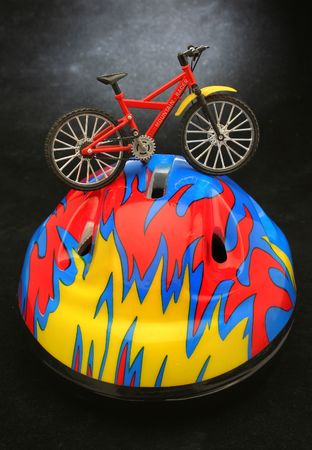 Security. Bicycle over a helmetの写真素材