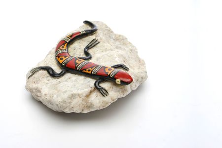 Handcraft iguana over rockの写真素材