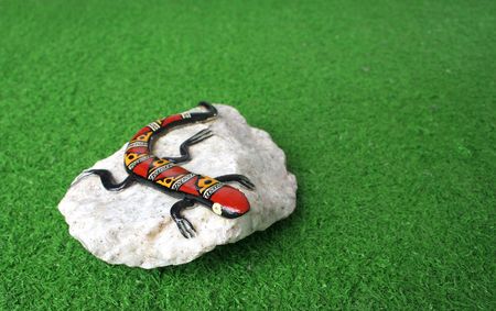 Handcraft iguana over rockの写真素材