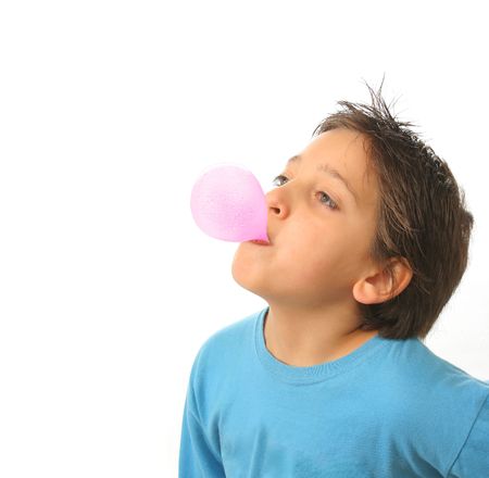 Bubble gum boy portrait with fun expressions. Look at my galery for more pictures of this modelの写真素材