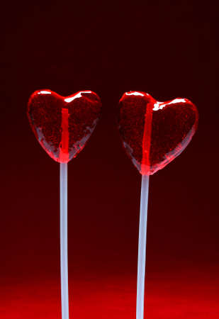 Two heart shaped lollipops for Valentine's Day from my Valentine seriesの写真素材