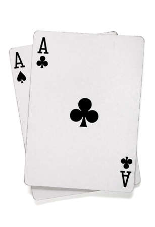 Pair of aces with poker cards