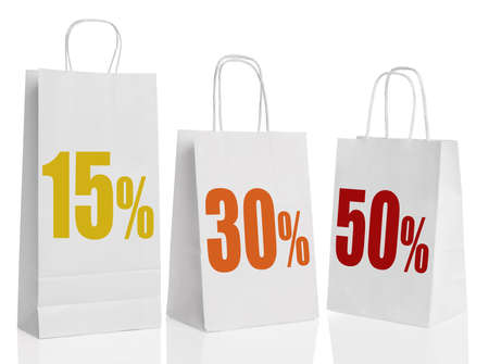 Various paper shopping bags isolated over white background