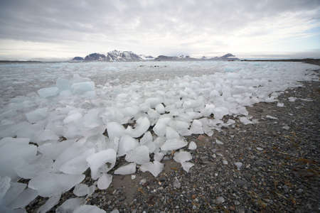 Typical Arctic winter landscape - mountains, sea, glaciersの写真素材