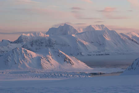Sunset in the Arctic mountains