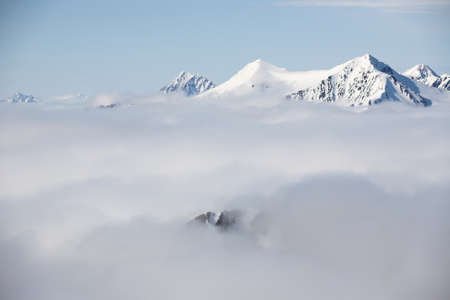 Mountain winter cloudy landscapeの写真素材