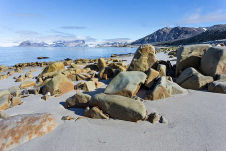 Coast beach in Spitsbergen, Arcticの写真素材