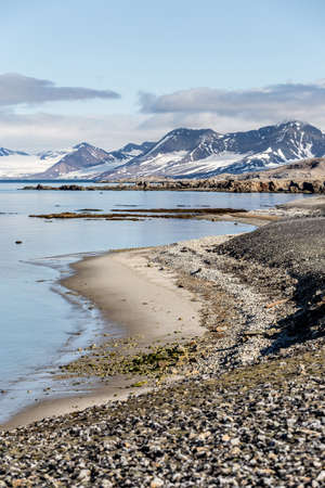 Coast beach in Spitsbergen, Arcticの写真素材