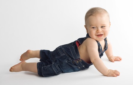 Eight month beautiful baby boyの写真素材