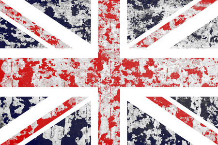 old plastered wall with a flag of Great Britainの写真素材