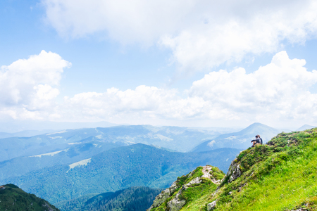 green mountains of Ukraine, Carpathians, on the whole frameの写真素材
