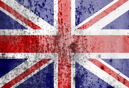 Old rusty metal texture with the flag of Great Britainの写真素材