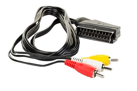 Scart cable isolated on white background.の写真素材