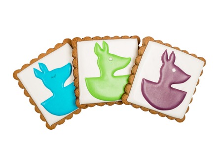 Christmas cookies with kangaroo on white isolated background