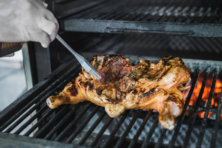 grilled meat on the grillの写真素材