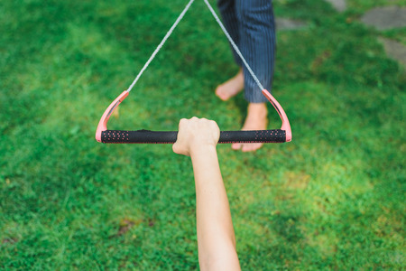 The hands hold the rope for kitesurfing