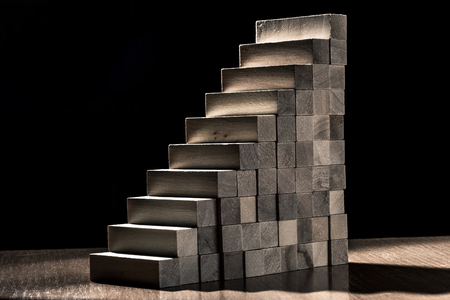 wooden block career ladder. Horizontal frame