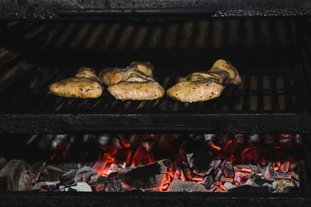 chicken wings are grilled. Horizontal frameの写真素材