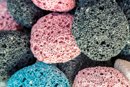 Multi-colored pumice stones for the whole frame. Selective focus. Horizontal frameの写真素材