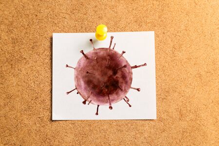 White sticker for notes with BACTERIA FIGURE. Coronavirus, covid-19.の写真素材