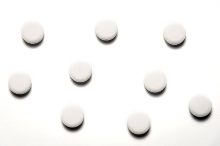 Medical background made of pills and virus mask.の写真素材