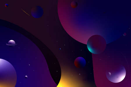Dark space illustration with planets