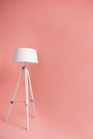 white floor lamp on pink backgroundの写真素材