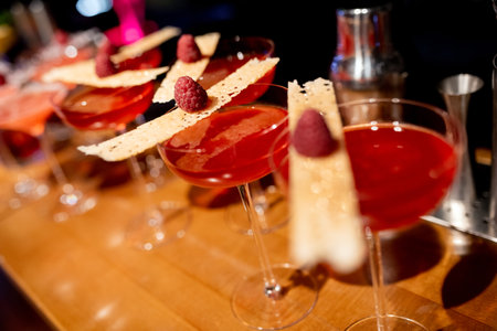 Red raspberry cocktail on white backgroundの写真素材