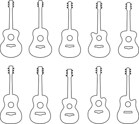 collection of acoustic guitar iconsのイラスト素材