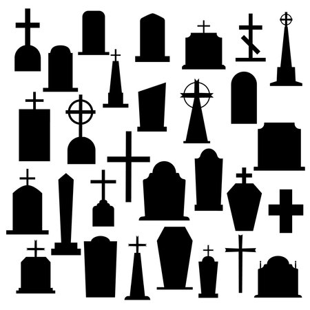 Set of 30 vector graves. Halloween setのイラスト素材