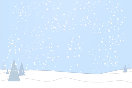 Snowy winter landscape with blue skyの写真素材