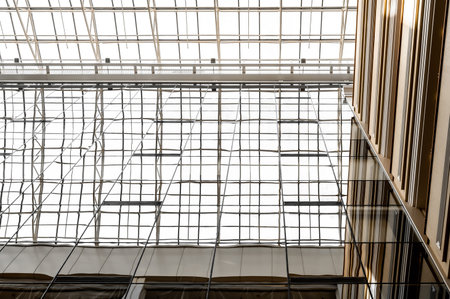 glass ceiling from inside the buildingの写真素材