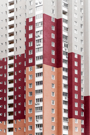 Multi-storey residential buildings and sky, city districtの写真素材