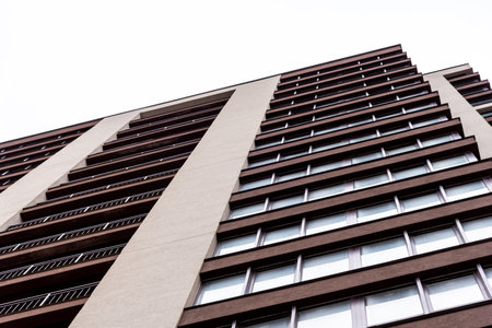 Multi-storey residential buildings and sky, city districtの写真素材