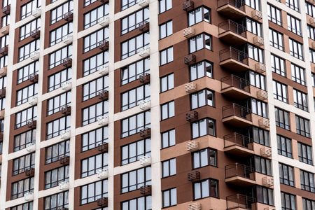 modern high-rise residential building close-up full frameの写真素材